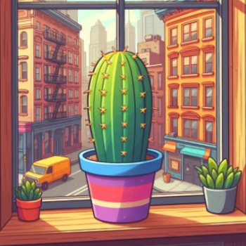 An indoor cactus