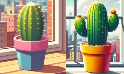 Cactus plants in an indoor garden