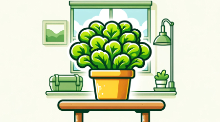 A lettuce plant growing in a sunny city apartment.