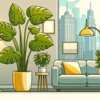 A monstera plant in an apartment