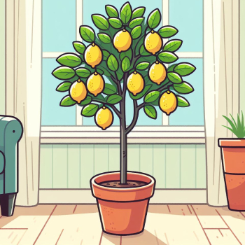 An indoor lemon tree