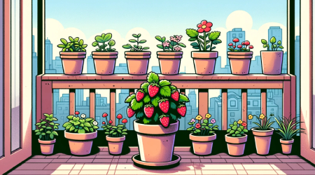 An indoor strawberry plant